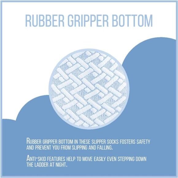 Womens Non-Slip Medical Non-Binding Socks, Cotton With Rubber Gripper Bottom - Picture 4 of 7